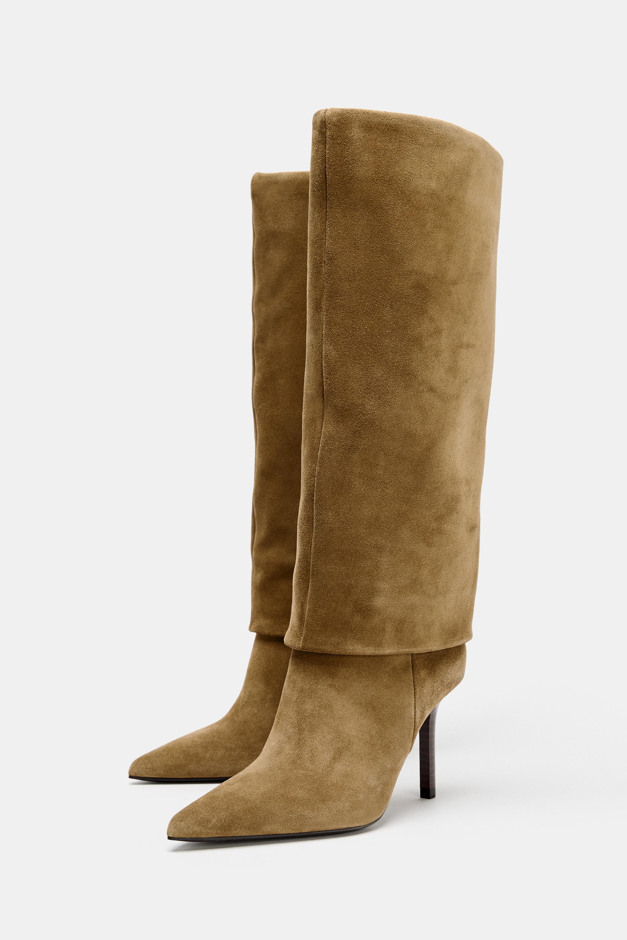 SPLIT LEATHER HEELED BOOTS